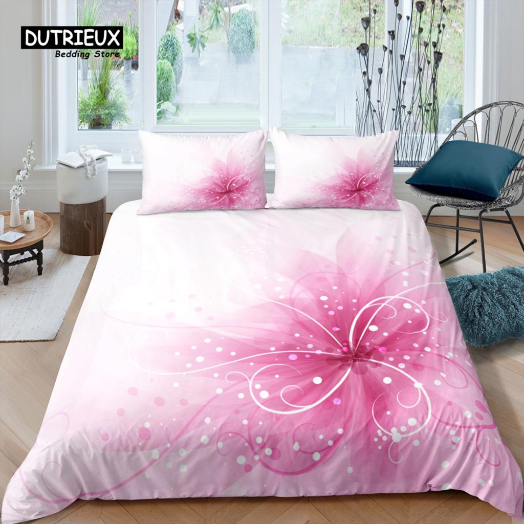

Home Living Luxury 3D Pink Flower Bedding Set Rose Duvet Cover Pillowcase Queen and King EU/US/AU/UK Size Comforter Bedding EU single(135x200cm)