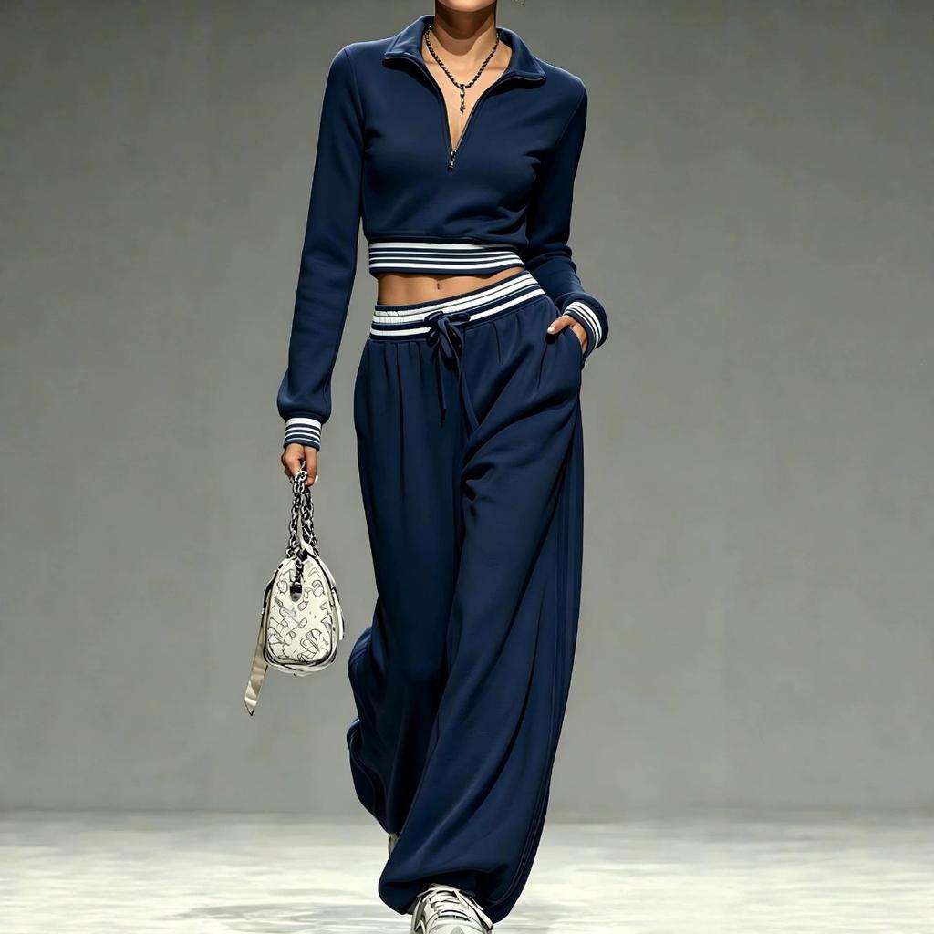 2026 Nový Trendy Dámský Podzimní‑Zimní Ležérní Sportovní Dvoudílný Set, Elegantní Do Práce Zkrácená Mikina Outfit