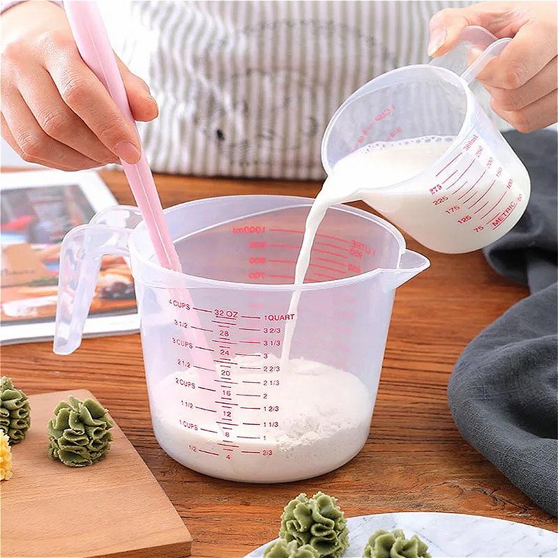 250-1000ML Food Grade Thick Silicone Measuring Cup with Handle - Transparent Scale Milliliter Measurement Baking Milliliter Cup