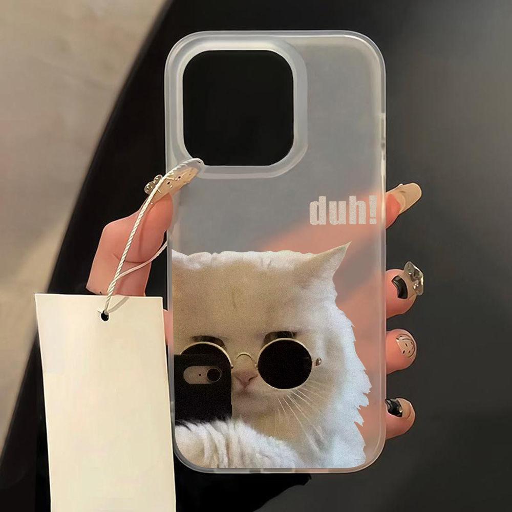 Sunglasses cool cat for iPhone17promax Apple 17 matte large hole mobile phone case 16/15 anti-drop 14