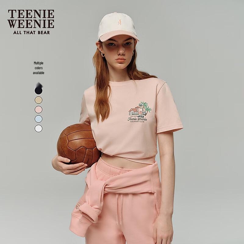 Teenie Weenie Women's Bear & Letter Embroidered Short Sleeve T-Shirt