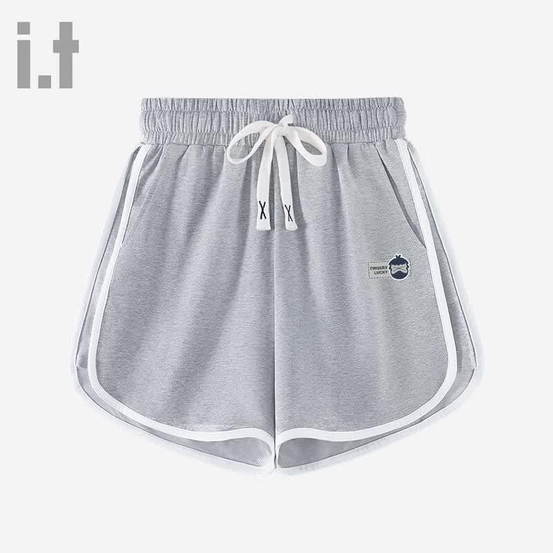 Fingercroxx IT Women s 2026 Summer Contrast Knit Wide-Leg Sports Shorts M