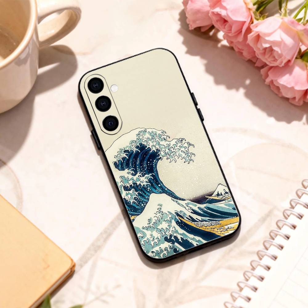 

cool G-Great W-Wave Kanagawa phone Case For Samsung Galaxy A73,A72,A71,A70,A53,A52,A51,Others Soft Black Shell Samsung a52