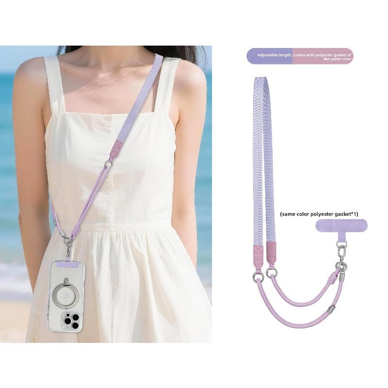 New Four-in-one Round Flat Belt, Mobile Phone Lanyard, Crossbody Adjustable Neck Rope, Advanced Sense Anti-lost Lanyard