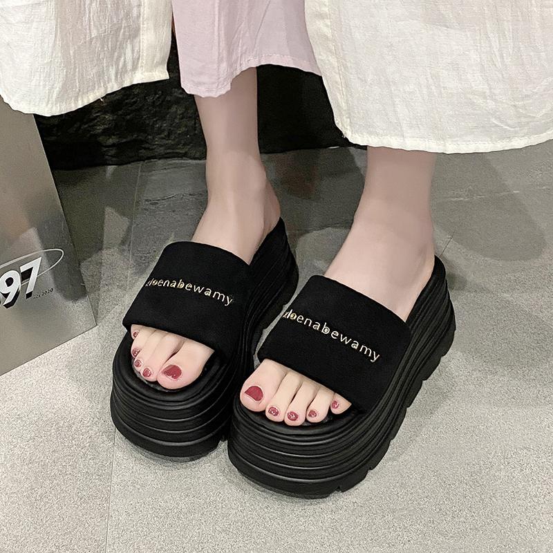 Fashion Shoes Woman 2025 Slippers Heels Pantofle Luxury Slides Platform High New Designer Summer Fashion Shoes Woman 2025 Slippers Heels