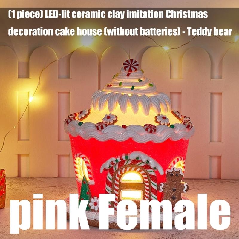 Glowing Ceramic Simulation Christmas House Decoration With LED Lights  Battery Powered Handmade Holiday Gift