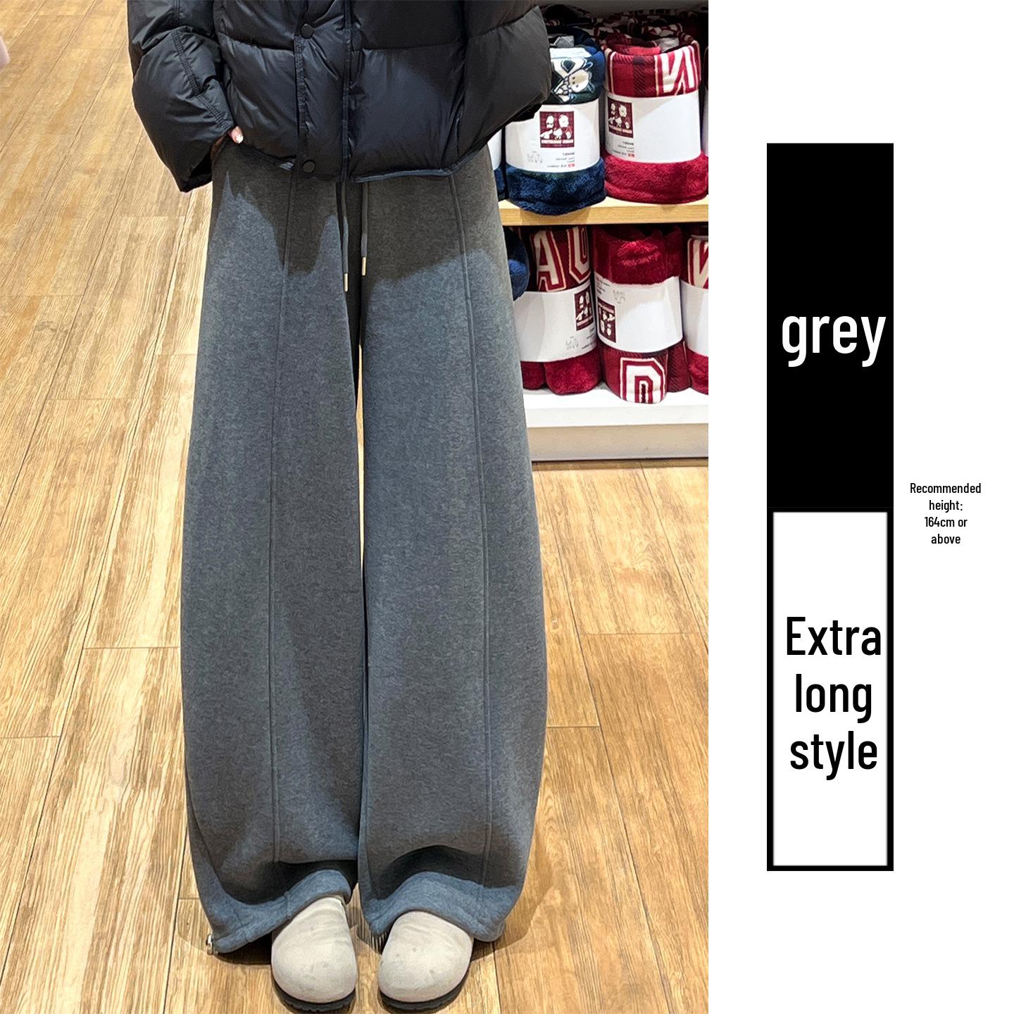 Women s Autumn/Winter 2025 Red Coral Fleece High-Waisted Slimming Plus Velvet Thick Straight-Leg Pants Large