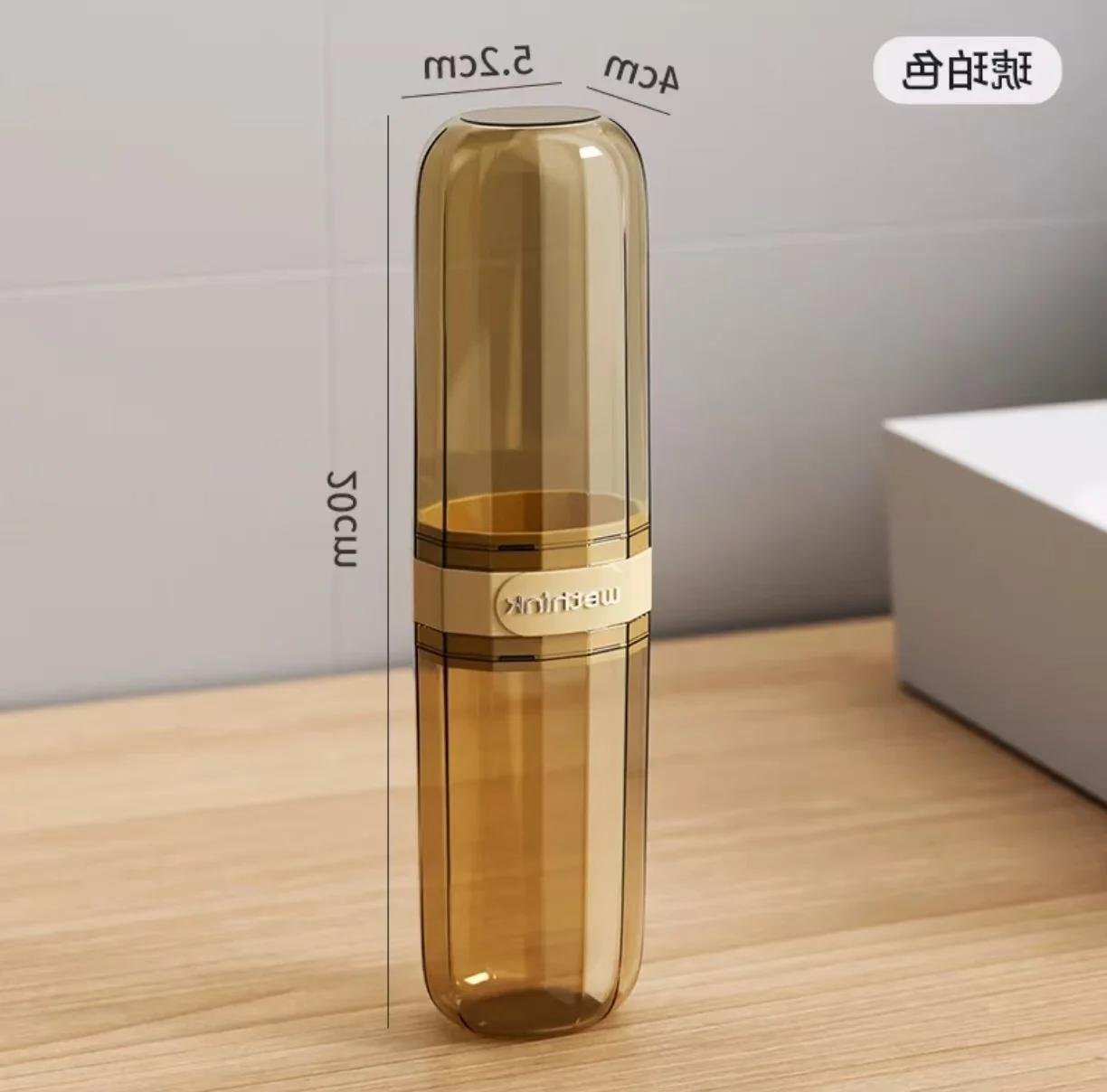 

Portable transparent toiletries set storage box for travel, including travel mouthwash cup and toothbrush holder bento box Other жёлтый