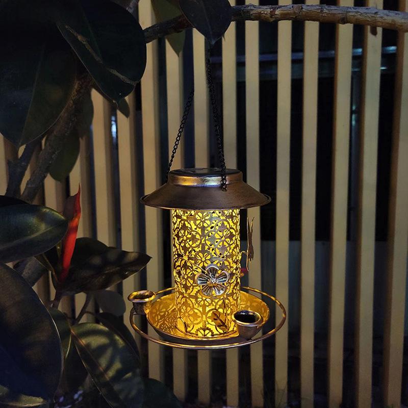 Dual-Purpose Metal Solar Bird Feeder & Decorative Lawn Light
