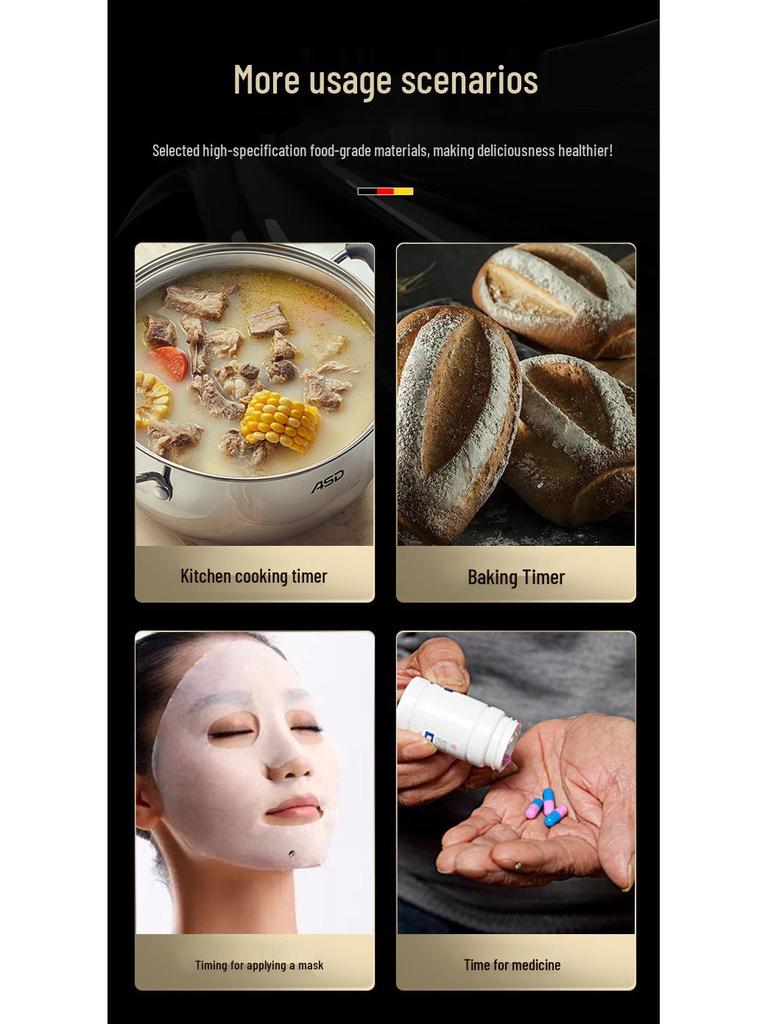 Magnetic Stainless Steel Countdown Timer: Kitchen & Student Time Management Tool with Alarm.