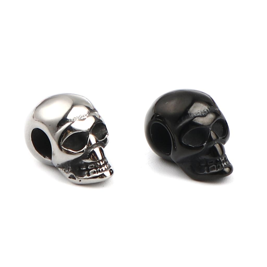 1PC Stainless Steel Halloween Skull Beads Creative Fashion Bedas For Jewelry Making Black 16mm X 9mm, Hole: Approx 4.9mm