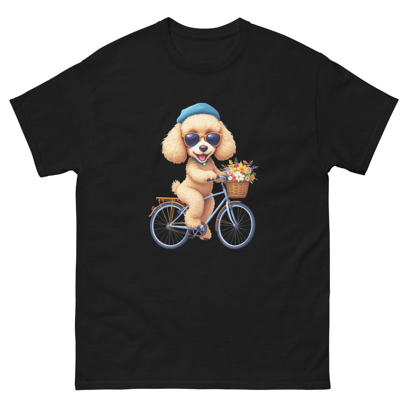 Biking Doodle Dog Bike Cycling T-Shirt L