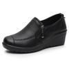 Scarpe con zeppa in pelle da donna primavera e autunno 2025 - Scarpe comode singole per mezza età e anziani
