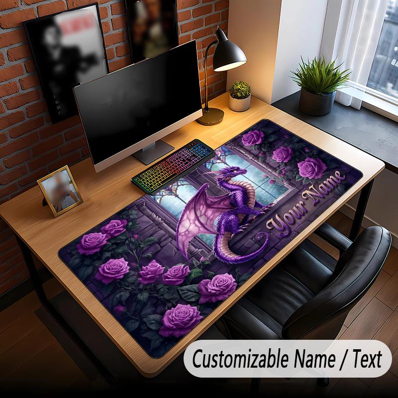 Dragon Theme Custom Mouse Pad Personalized With Name Text Customized Desk Mat For Office Home Decor