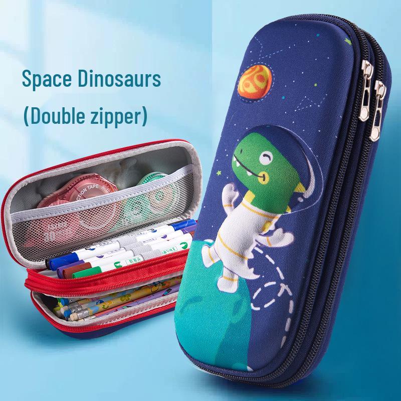 3D Cartoon Double-Layer Pencil Case for Kids - Large Capacity Zipper Bag for Boys and Girls