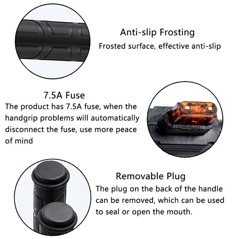 12V Electric Heated Grips Handlebar For ATV Intelligent Three-Speed Heating Handgrips For Diameter For 22MM