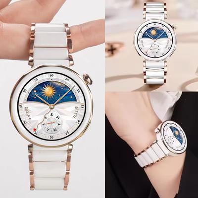 18mm Keramik+Metall Armband für Huawei Watch GT5 Pro 42mm GT6-5 41mm Damen Luxus Armband für Huawei Watch GT6-5-4 41mm