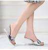 Dames Zomer Nieuwe Sexy Kristal Transparante Hoge Hakken Glas Strass Helling Hak Lakleer Slippers 1098 Serie 6cm LFD