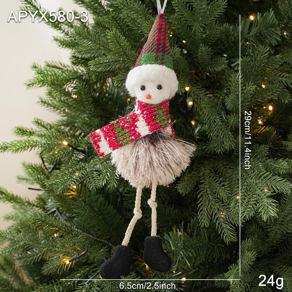 Snowman and Santa Plush Christmas Tree Ornaments