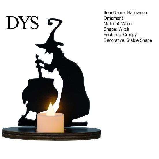 Halloween Decoration Witch Ornament Scary Old Desktop Wooden Party Decorations Candle Holder Gift Witch-themed Decor