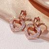 Huitan Aesthetic Rose Gold Color Heart Drop Earrings Lady Engagement Accessories with Bright Zirconia Graceful Wedding