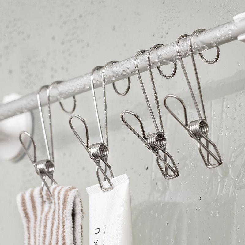 5Pcs Stainless Steel Clothespins With Hooks Metal Spring Clips With Hooks Universal Hanging Clips For Offices Kitchens Bathroom