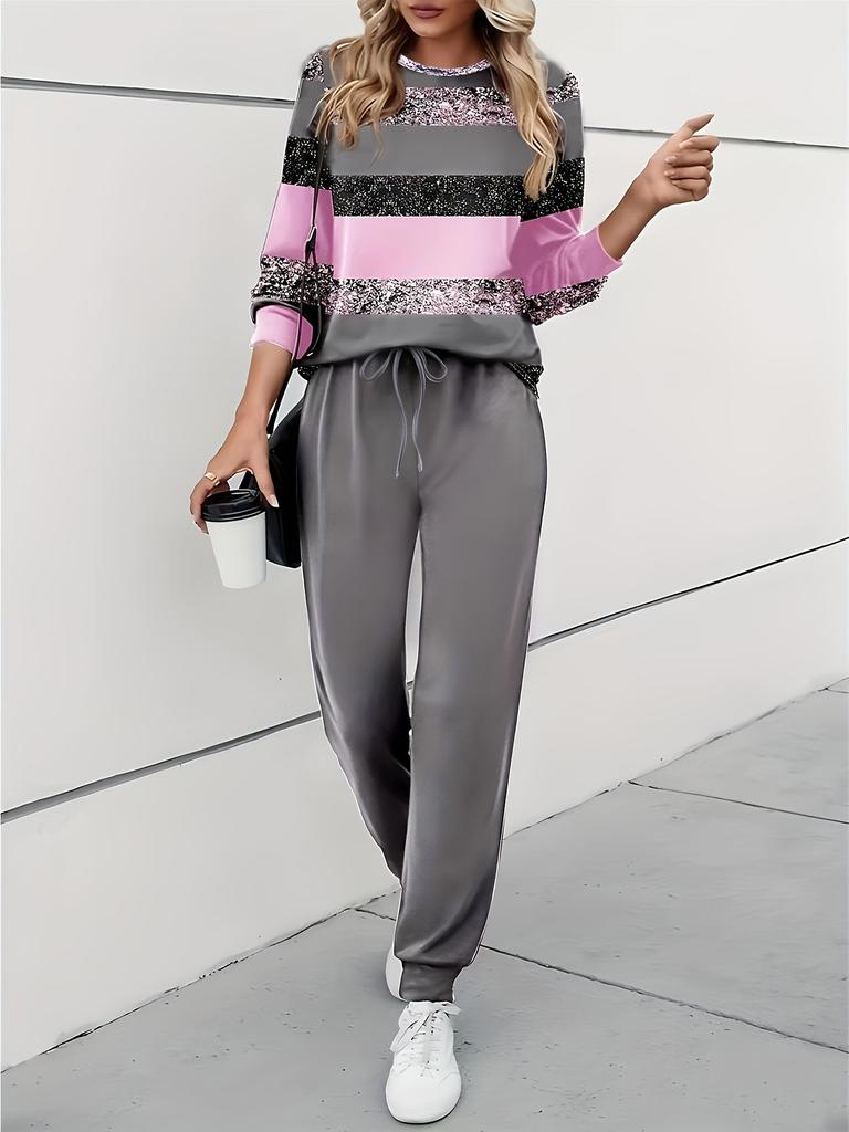 1116 New European and American Casual Versatile Fashion Animal Pattern Long-sleeve Crewneck Sweatshirt Set