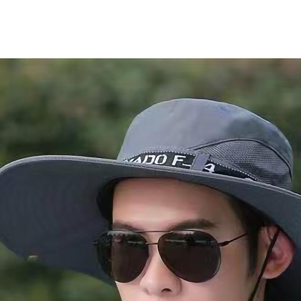 Male Sun Hat Summer Fashionable Big Brim Semi Breathable Men Fisherman Hat for Outdoor Grey