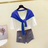 Stylish Women's Knit Shawl - 2026 Spring Celebrity Style Shoulder Wrap with Knotted Neckline Faux Collar Scarf
