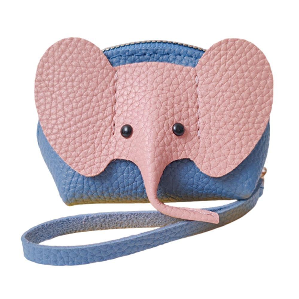 Pendant Design PU Leather Elephant Bag Multifunctional Zipper Closure Coin Purse Key Ring Creative Design Money Pouch Key Holder