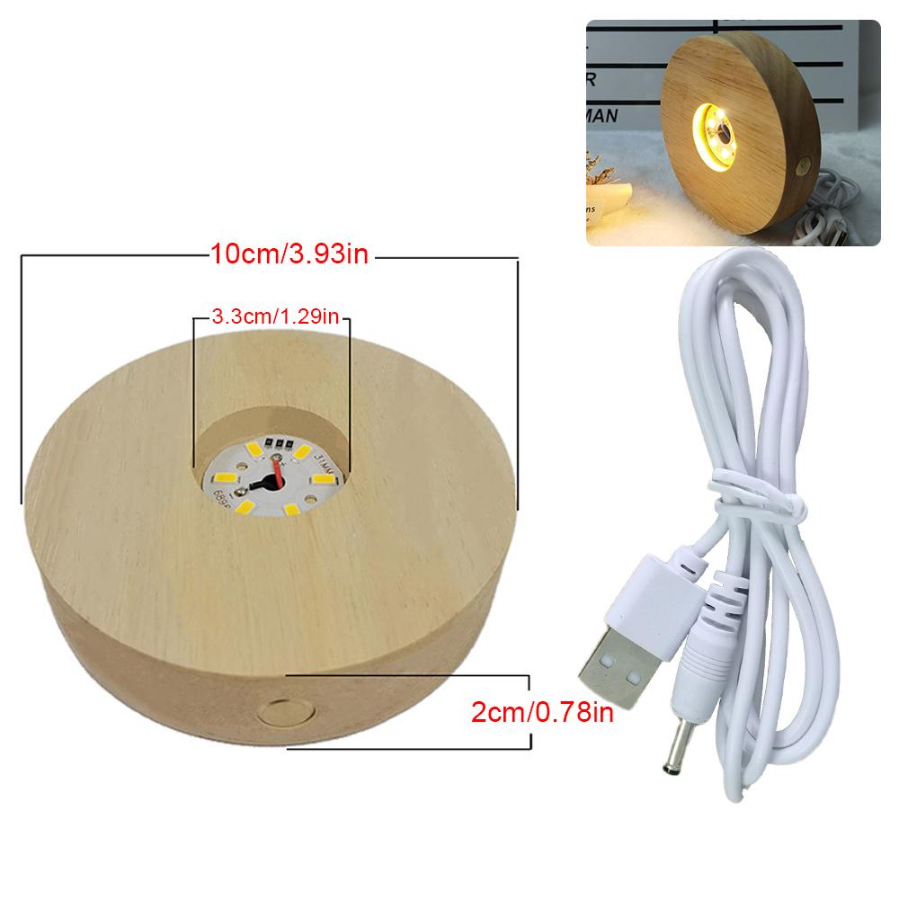 Wooden LED Light Dispaly Base Crystal Glass Resin Art Ornament Wooden Night Lamp Base LED Light Display Base Home Decor