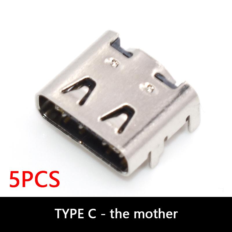 5PCS Type-C USB 3.1 16Pin Connector, Male/Female Socket with 56K Resistor for Soldering Wires & PCB Projects