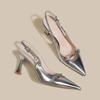 Niche Fashion Design Sense One-word Buckle Bag Head Single Shoes Rear Tripple Rivets Black High Heels 2025 Summer and Autumn New