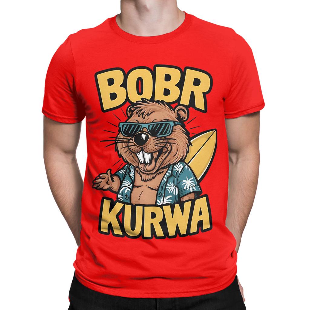 BOBR KURWA Funny Epic Beaver Meme Hawaii Funny Graphic 100 Cotton TShirt Bobr Kurwa Tees Tops For Unisex