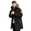 Large fur collar men's down jacket, winter medium and long version tooling large pocket casual loose thickened jacket