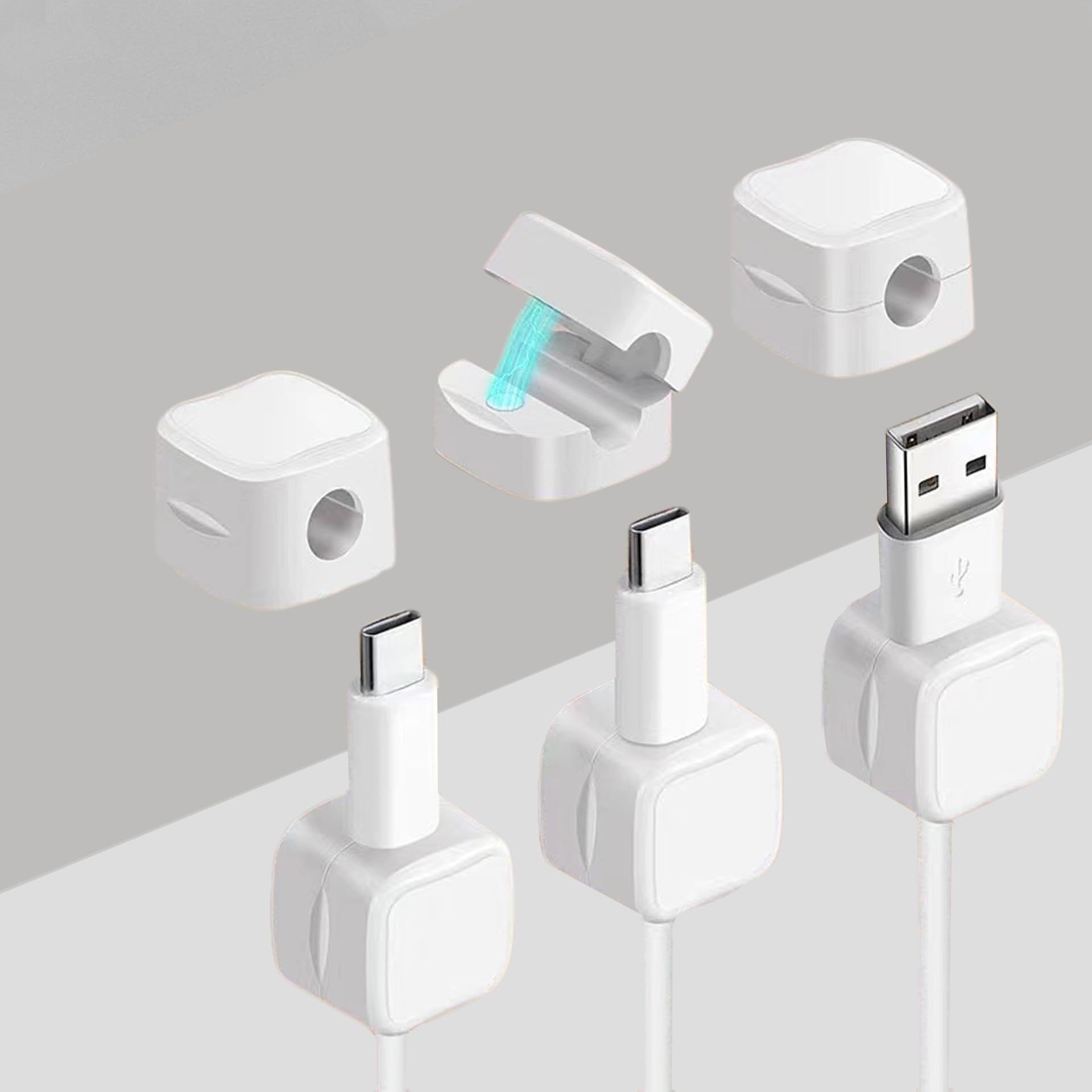 

DEVENTORZ Cable Clips with Magnetic Closure and Strong 3M Tape for Wire Organization, Cord Holders, Set of 6, for Desk Organization and Car Wire