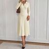 Fall/Winter Knitted Long Dress for Women - New Style with Waistline and Hanger Straps - Elegant and Casual Dress