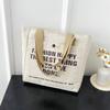 New Canvas Women's Bag Large Capacity Fashionable Printed Letters Portable Tote Bag Stylish Student Tutor Shoulder Bag Women