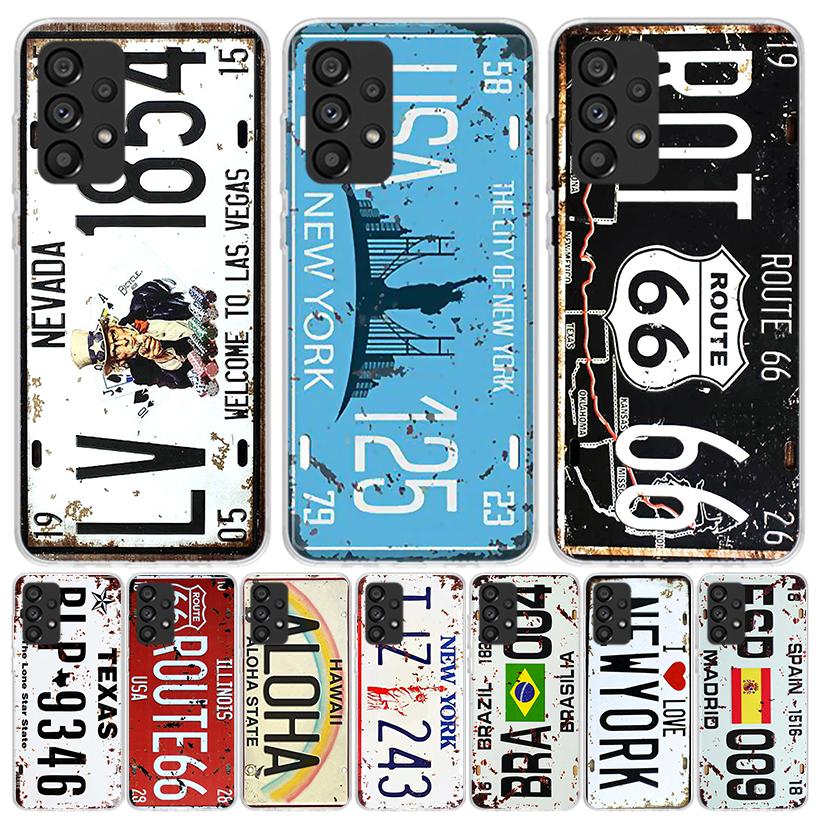 License New York Plate Number Phone Case For Samsung Galaxy A13 A14 A15 A16 A53 A54 A55 A56 A33 A34 A35 A36 A23 A24 A25 A26 A05S