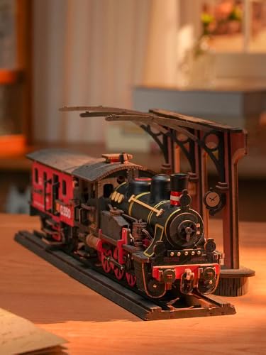 ROBOTIME 3D Wooden Puzzle, Steam Locomotive Car Kit, Mechanical Model, DIY Craft Kit, Assembly, Time-Killer, Educational Toy, Wooden Model for Kids an