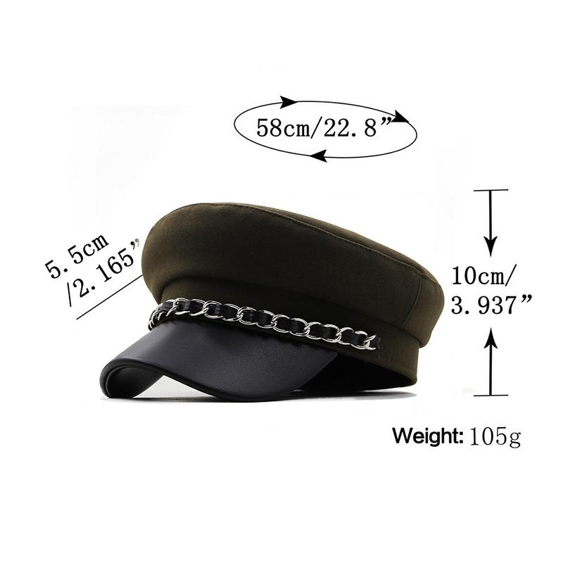 Simple cotton chain flat top duck tongue navy hat women's autumn and winter new fashion versatile British retro hat