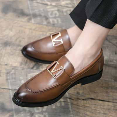 Chaussures Formelles pour Hommes, Chaussures Pointues Décontractées Britanniques à la Mode en Cuir