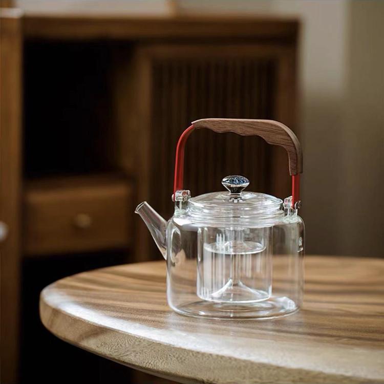 1000ml Magnetic Suction Handle Beam Glass Teapot With Tea Strainer Steaming and Boiling Flower Tea Puer Dual-use Tea Kettle