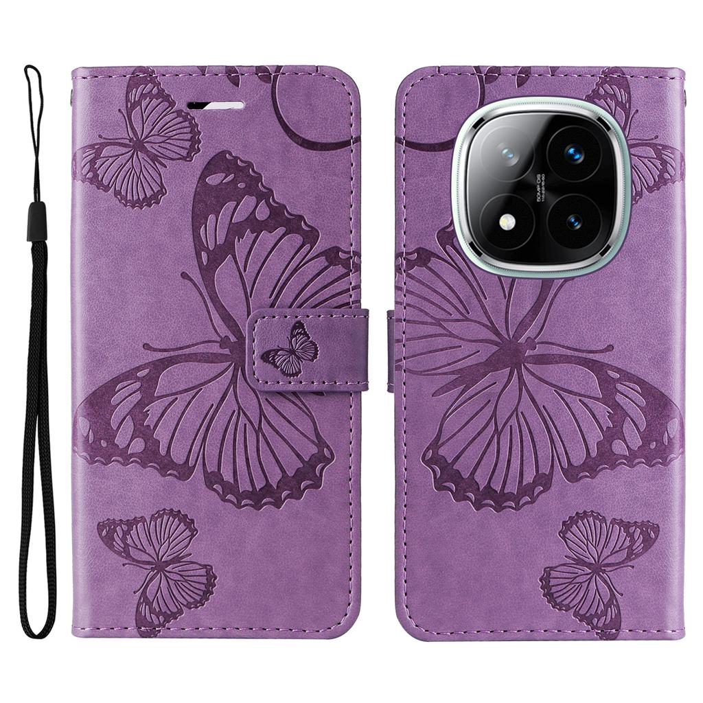 For Xiaomi Redmi Note 14 Pro+ 5G/Note 14 Pro 5G/Poco X7 5G Wallet Case Floral Butterfly Imprinted Leather Phone Cover Stand