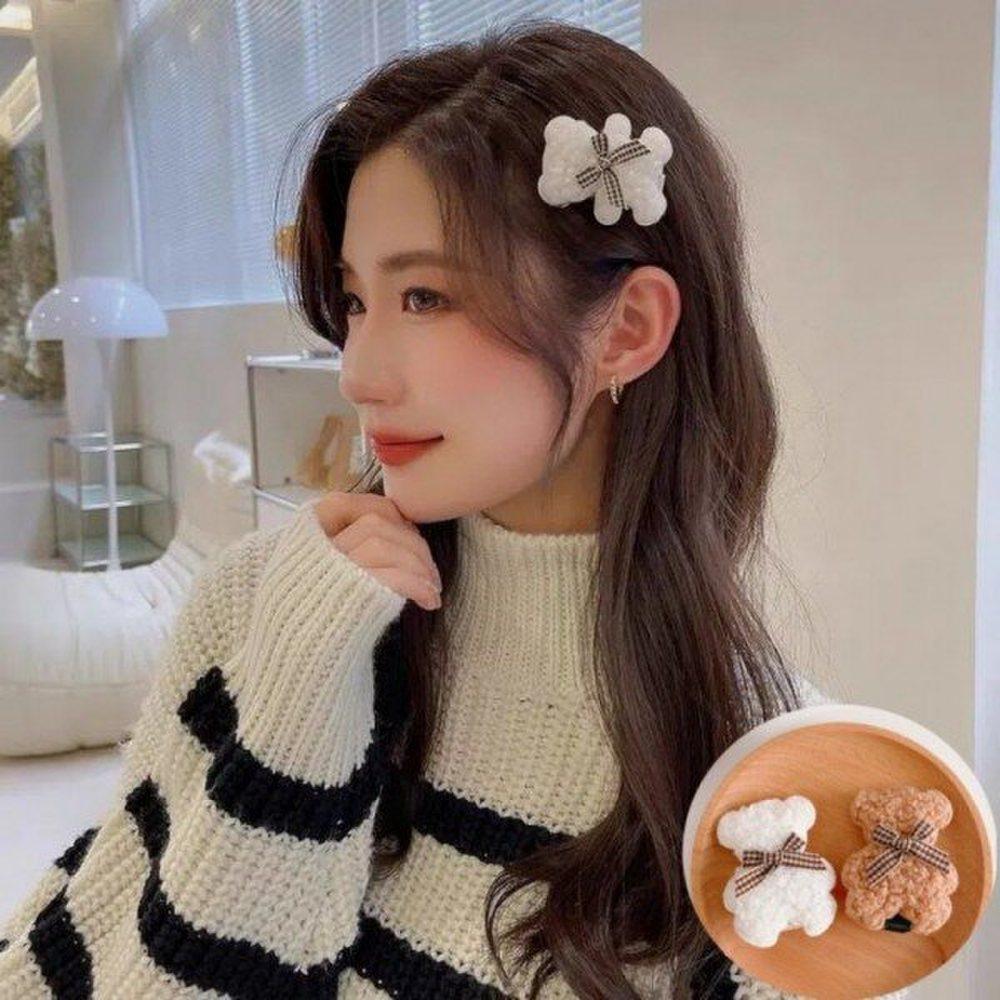 

Mno Мастерская ручной работы Медведь Плюшевый медведь Лента Заколка-шпилька для волос brown