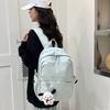 Mori Versatile Student Alphabet Schoolbag Backpack Campus Simple Solid Color Commuting Large Capacity Women's Backpack