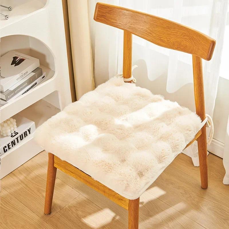 Rabbit Plush Chair Seat Pads Square Warm Winter Chair Pads 40x40cm Non Slip Stool Mat Bedroom Window Floor Mat Decor Cushion