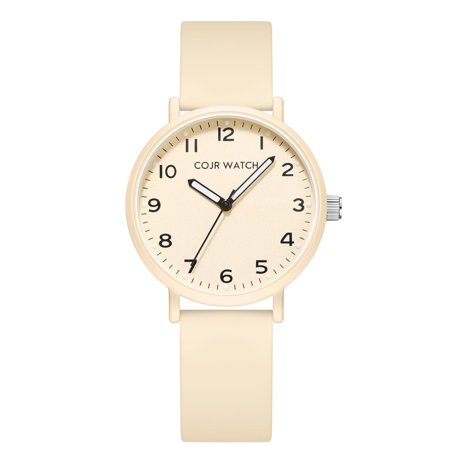 

Аналоговые часы с тихой секундной стрелкой, водонепроницаемые до 3 АТМ, унисекс, легко носить, подходят для старшеклассников и учеников средней школы [Экзаменационные часы] кремовый