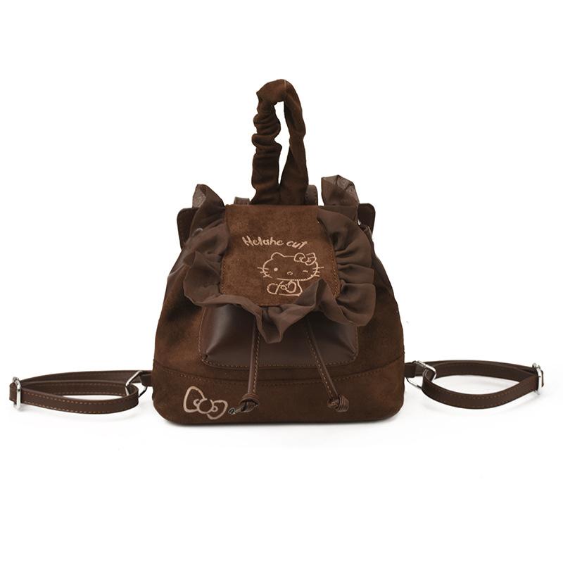Sweet Ruffle Design Girls Backpack Cartoon Cute Kitten Baby Schoolbag Autumn And Winter Children'S Backpack