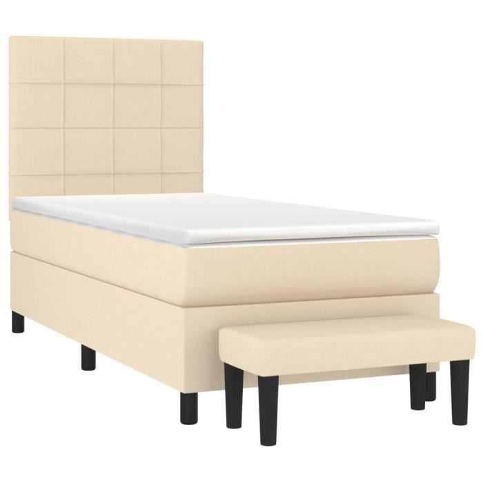 3136554 vidaXL Lit à sommier tapissier avec matelas Crème 80x200 cm Tissu